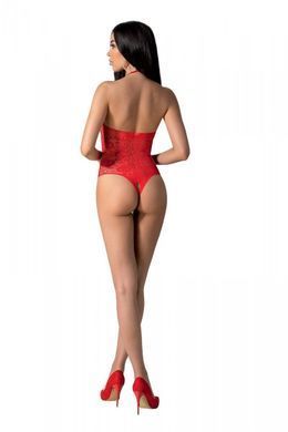 Бодістокінг з імітацією корсетної шнурівки Passion BS094 One Size, red, квітковий візерунок, з досту SO8924 фото