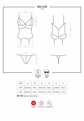 Сатиновый кружевной корсет Obsessive 810-COR-2 babydoll & thong S/M, белый, корсет, танга SO7158 фото