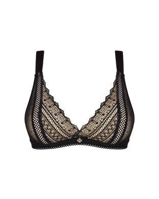 Кружевной бюстгальтер с треугольной чашкой Obsessive Estiqua bra XS/S, черный, широкие лямки SO7258 фото