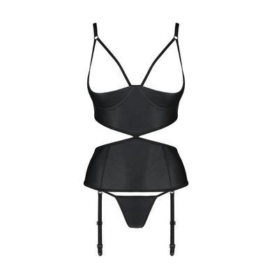 Корсет с открытой грудью Passion JANNIES CORSET XXL/XXXL black, стринги в наборе SO8447 фото