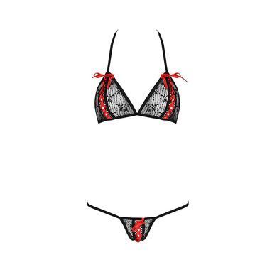 Комплект белья Passion MELISSA BIKINI XXL/XXXL, black, лиф со шнуровкой и трусики-стринги EL15903 фото