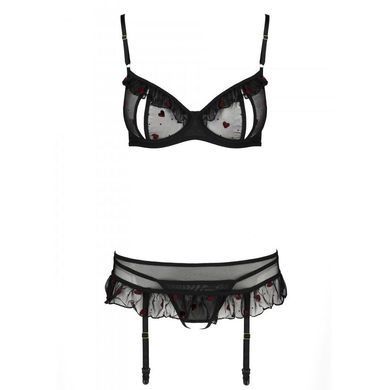 Сексуальний комплект з поясом для панчіх Passion LOVELIA SET L/XL, black SO4777 фото