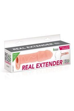 Насадка на член Real Body &mdash; Real Extender DICKY із закритою головкою та кільцем для мошонки SO3716 фото