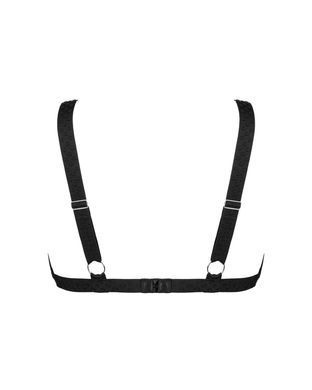 Мереживний бюстгальтер із трикутною чашкою Obsessive Estiqua bra M/L, чорний, широкі лямки SO7259 фото
