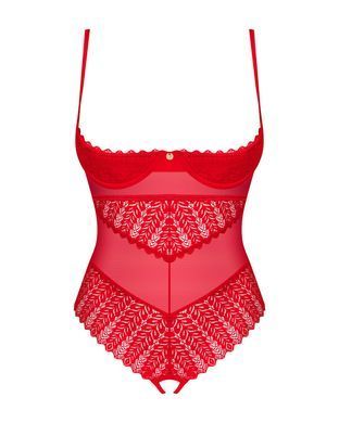 Боди с доступом Obsessive Ingridia crotchless teddy XS/S, красное, открытая грудь SO9025 фото