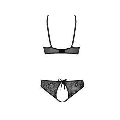 Комплект: бра, трусики с ажурным декором и открытым шагом Passion URSULA SET L/XL, black SO5841 фото