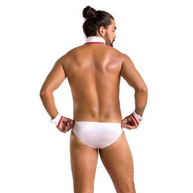 Комплект эротического мужского белья Passion 037 GREGORY XXL/XXXL White, трусы, воротник, манжеты SO7584 фото