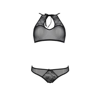 Комплект: бра, трусики с ажурным декором и открытым шагом Passion URSULA SET L/XL, black SO5841 фото