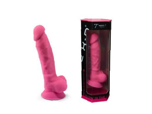 Фаллоимитатор SilexD Johnny Pink Glow in the dark, двухслойный, силикон+Silexpan, диаметр 3,5см SO7026 фото
