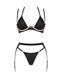 Комплект белья Obsessive Selinne 3-pcs set XL/2XL Black, бюстгальтер, стринги пояс для чулок SO8669 фото 3