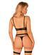 Комплект белья Obsessive Selinne 3-pcs set XL/2XL Black, бюстгальтер, стринги пояс для чулок SO8669 фото 2