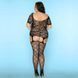 Бесшовный бодистокинг JSY &laquo;Пошлая Грейс&raquo; Plus Size, Black, длинный рукав, имитация чулок, мелкая сет SO8372 фото 5