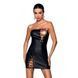 Мини-платье из экокожи Passion CELINE CHEMISE S/M, black, шнуровка, трусики в комплекте SO6407 фото 1