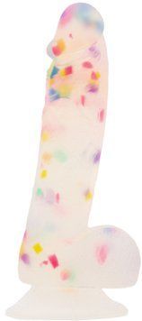 Фаллоимитатор с конфетти ADDICTION - PARTY MARTY 7.5&Prime; - FROST & CONFETTI, 19 см, силикон SO4532 фото