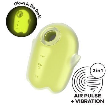 Вакуумный клиторальный стимулятор с вибрацией Satisfyer Glowing Ghost Yellow, светится в темноте SX0543 фото