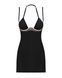 (SALE) Сорочка Obsessive Selinne chemise & thong XS/S Black, стрінги, подвійні бретелі SO8670 фото 3