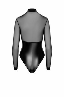 Боді Noir Handmade F321 Edge, S, низ під латекс, верх сітка, блискавка на все тіло, декор кільця SX0357 фото