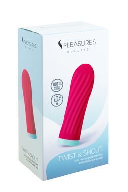 Віброкуля S Pleasures Bullets Twist & Shout Cerise, яскраво-рожева, ребриста поверхня, 10 режимів SX1605 фото