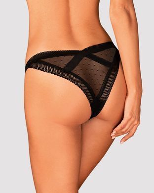 (SALE) Кружевные трусики с заниженной талией Obsessive Estiqua panties M/L, черные SO7261 фото