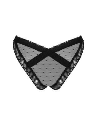 (SALE) Кружевные трусики с заниженной талией Obsessive Estiqua panties M/L, черные SO7261 фото