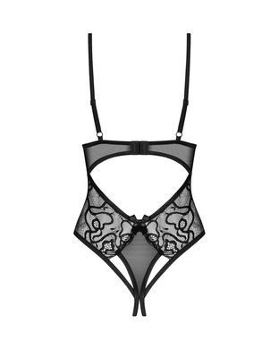Тедди с доступом Obsessive Blomentis crotchless teddy, XS/S, прозрачное, открытая спина, низ-стринги SX1026 фото
