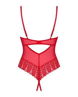 Боди с доступом Obsessive Ingridia crotchless teddy XL/2XL, красное, открытая грудь SO9027 фото