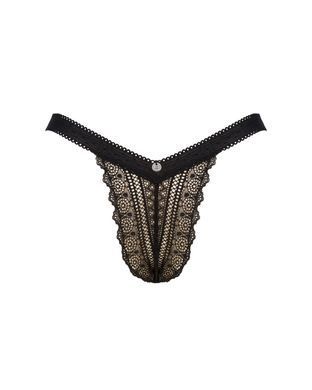 (SALE) Кружевные трусики с заниженной талией Obsessive Estiqua panties M/L, черные SO7261 фото