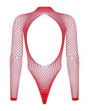Сітчастий бодістокінг із довгим рукавом Obsessive B126 teddy red S/M/L, червоний SO7211 фото