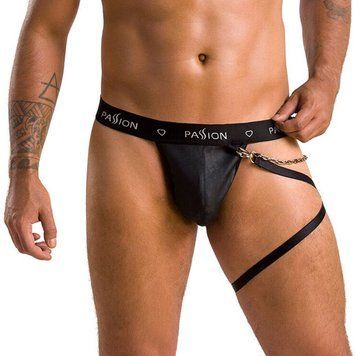 Мужские трусики танга с подвязкой Passion 058 THONG BILL L/XL Black SO7636 фото