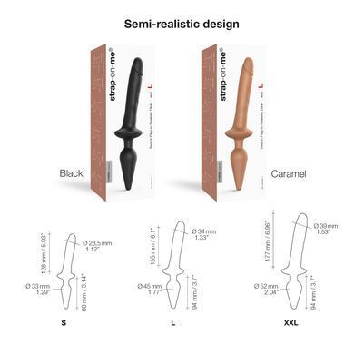 Анальная пробка с дилдо 2в1 Strap-On-Me SWITCH PLUG-IN REALISTIC DILDO Black L, диаметр 4,5/3,4 см SO6828 фото