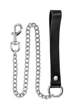 Поводок из натуральной кожи Fetish Tentation Premium Metal leash with cowhide leather wrist 72 см SX1096 фото