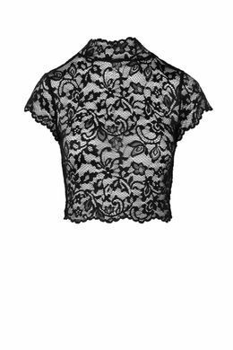 Топ Noir Handmade F303 Essence, XL, black, кружевной, короткий рукав, воротник-стойка SX0258 фото