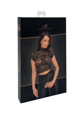 Топ Noir Handmade F303 Essence, XL, black, кружевной, короткий рукав, воротник-стойка SX0258 фото