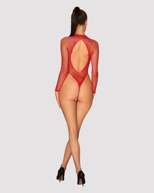 Сітчастий бодістокінг із довгим рукавом Obsessive B126 teddy red XL/XXL, червоний SO7212 фото