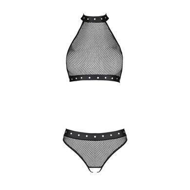 Білизна з відкритим доступом Passion MOONLIGHT SET L/XL black топ, стрінги SO8451 фото