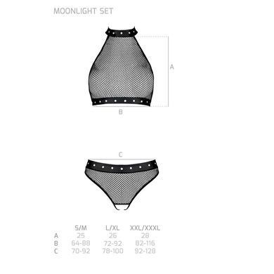 Білизна з відкритим доступом Passion MOONLIGHT SET L/XL black топ, стрінги SO8451 фото