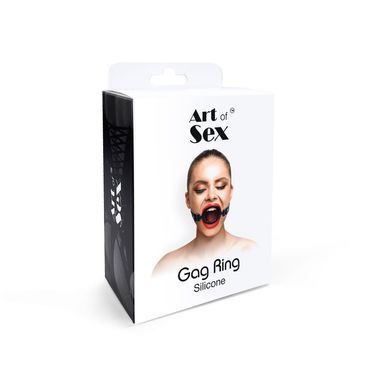 Кляп-расширитель силиконовое кольцо Art of Sex &ndash; Gag Ring, черный, натуральная кожа SO6707 фото