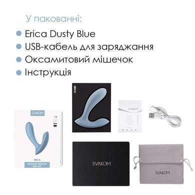 Смарт-вибратор в трусики Svakom Erica Dusty Blue, очень гибкий, 2 мотора SO8978 фото