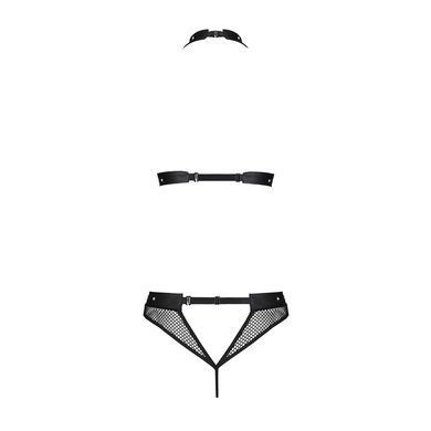 Білизна з відкритим доступом Passion MOONLIGHT SET L/XL black топ, стрінги SO8451 фото
