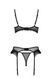 Комплект Passion KERRIA SET WITH OPEN BRA black, L/XL, бюстгальтер с открытой чашкой, стринги, пояс для чулок SX0494 фото 4