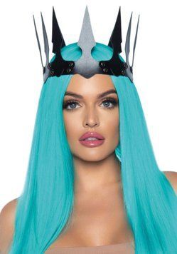 Корона злой королевы Leg Avenue Faux leather spiked crown Black, искусственная кожа, заклепки SO7950 фото