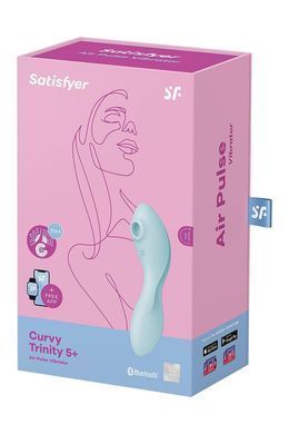 Вакуумний смарт-стимулятор із вібрацією Satisfyer Curvy Trinity 5 (Blue) (м'ята упаковка!!!) SO6726-R фото