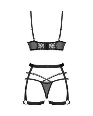 Комплект Obsessive Blomentis 3-pcs set, M/L, мягкий лиф, стринги со стрепами, пояс с гартерами SX1034 фото