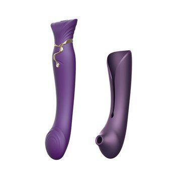 Смартвибратор 3в1 Zalo &mdash; Queen Set Twilight Purple, пульсирующая жемчужина и вакуум, кристалл Swarovski SO6664 фото
