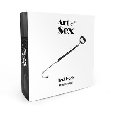 Анальный крюк 4 с ошейником из натуральной кожи Art of Sex - Anal hook, Черный SO7763 фото