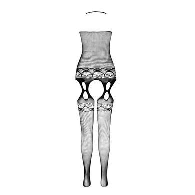 Бодістокінг Passion ECO BS006 black, з доступом, халтер, імітація підв&rsquo;язок SO7076 фото