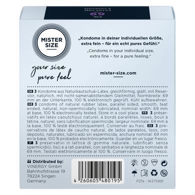 Розпродаж!!! Презервативи Mister Size - pure feel - 69 (3 condoms) (термін 04.2026) SO8038-R фото