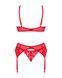 Комплект Obsessive Ingridia 3-pcs set XS/S, червоний, бюстгальтер, стрінги, пояс SO9034 фото 4