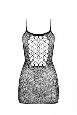 Ажурна мінісукня на тонких бретелях Passion BS096 One Size, black, плетіння на грудях SO8929 фото