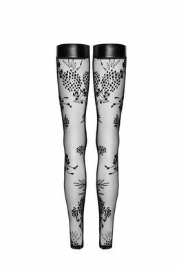Чулки без мыска Noir Handmade F243 Tulle stockings with patterned flock embroidery, XXL SX0159 фото
